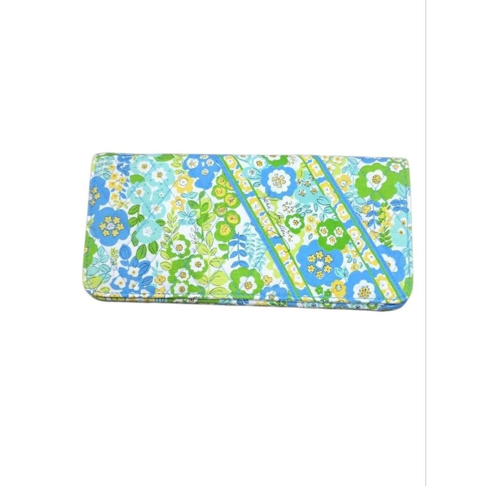 Vera Bradley Retired "English Meadow" Blue Green Floral Long Wallet Organizer